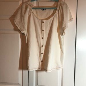 Cream Shirt Sleeve Top from Anthropology